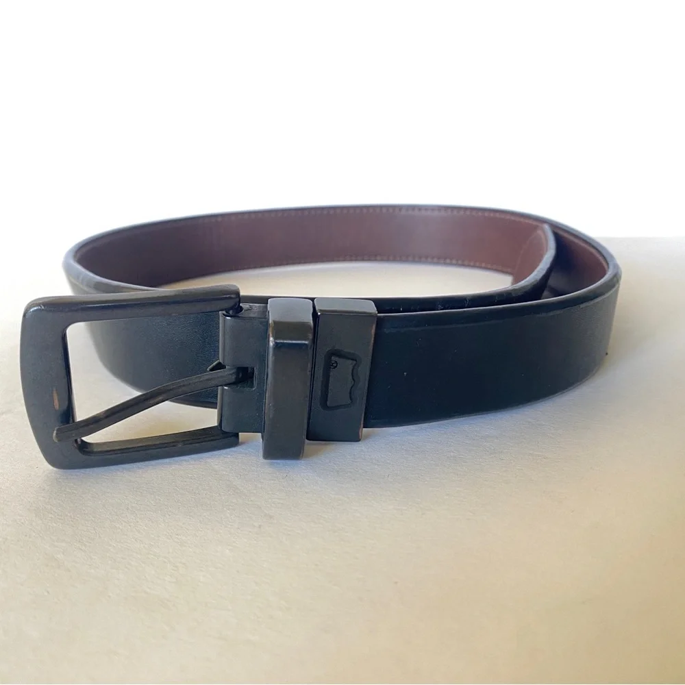 Levi Strauss Reversible Belt Black Brown Kids M 26-28 Vegan Leather Metal Buckle